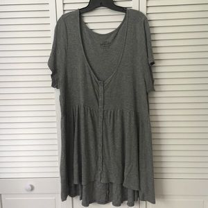 Grey Ribbed Babydoll Top